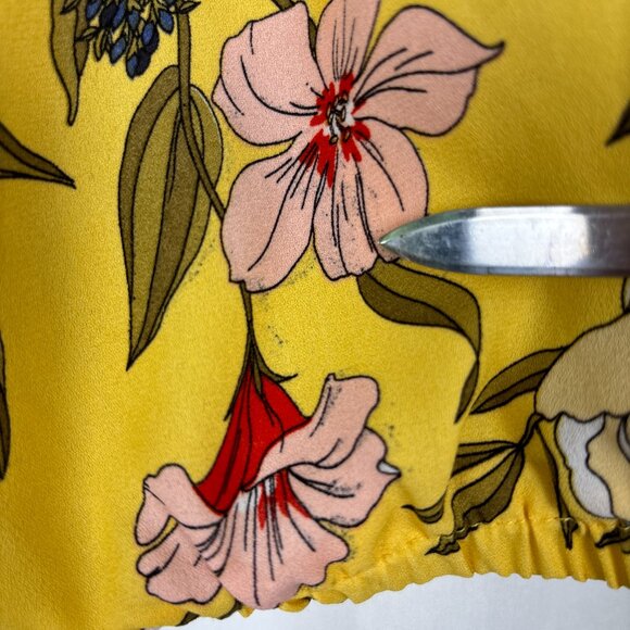 Heart + Hips Floral Crop Top‎ Women’s Medium Yellow Boho Blouse Puff Sleeves - Picture 6 of 15